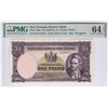 Image 1 : New Zealand, ND (1940 -55), 1 pound,H/49 018812, PMG 64EPQ. Rare type (Pick 159a,  signature: Hanna)