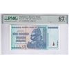 Image 1 : Zimbabwe, 2008, 100 Trillion Dollars, AA2994913. PMG 67EPQ. One of the world’s largest denominations