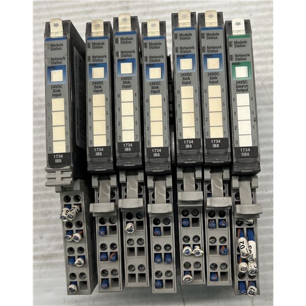 Lot of (7) Allen Bradley #1734-IB8 / #1734-0B8 Modules