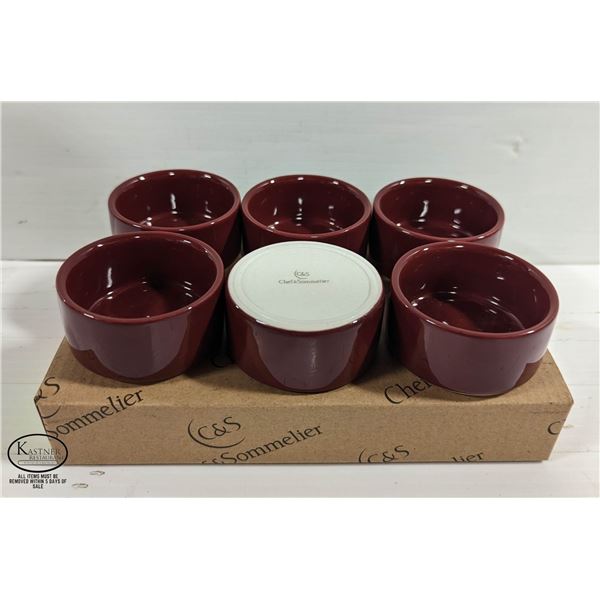 LOT OF 6 NEW CHEF & SOMMELIER 2OZ. RED SAUCE BOWLS