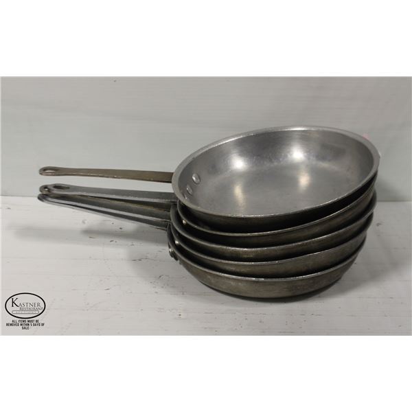 LOT OF 5  11" ALUMINUM COMMERCIAL  FRY PANS