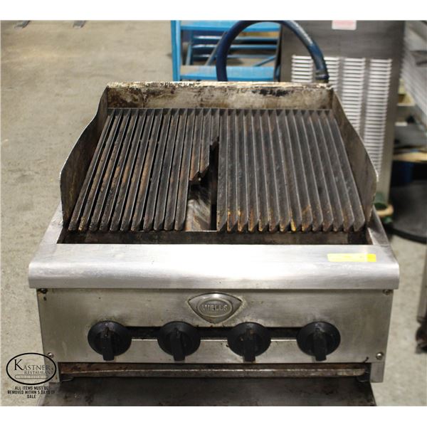 WELLS 20" COUNTERTOP CHARBROILER W/ NAT. GAS HOSE