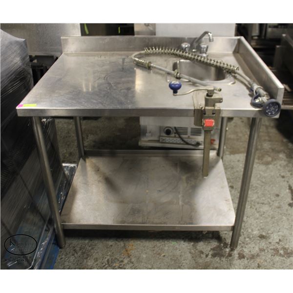 STAINLESS STEEL TABLE W/ BUILT-IN SINK