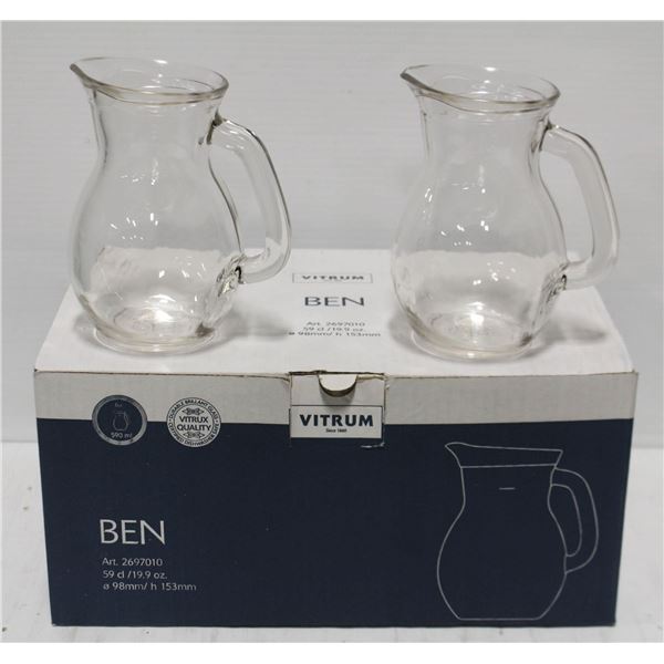 6 NEW VITRUM BEN 19.9OZ/500ML GLASS PITCHERS