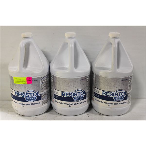 LOT OF THREE 4L BOTTLES OF RESISTOL FLOOR SEALER