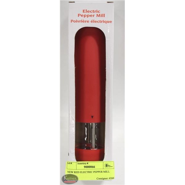 NEW RED ELECTRIC PEPPER MILL