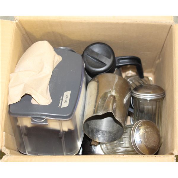 BOX OF ASSORTED ESPRESSO MACHINE ACCESSORIES