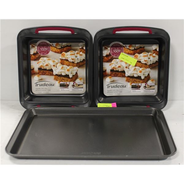 2 NEW TRUDEAU NON-STICK SQUARE CAKE PANS W/ BETTY