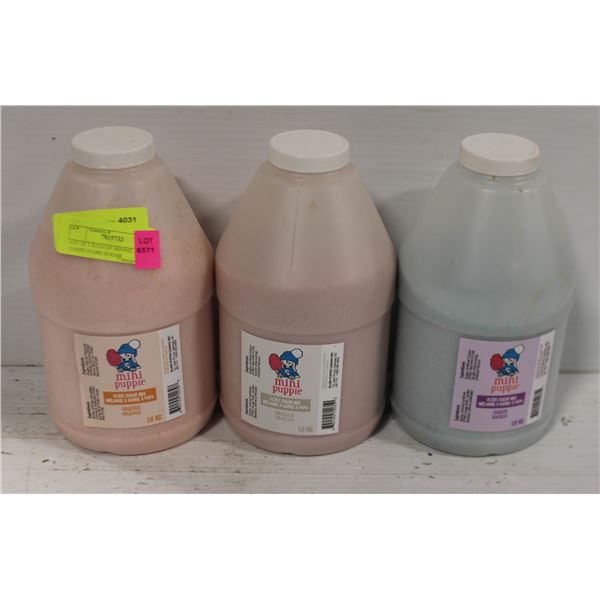 LOT OF 3 JUGS OF MINI PUPPIE CANDY FLOSS SUGAR