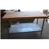 Image 1 : BUTCHER BLOCK TABLE W/ GALVINIZED STEEL LEGS &