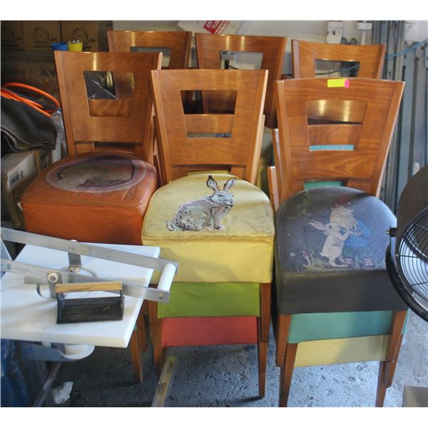 LOT OF 18 WOOD & LEATHERETTE DINING CHAIRS W/