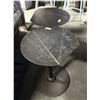LOT OF 3 ROUND STEEL TABLES W/ 1 BAR TABLE & 2