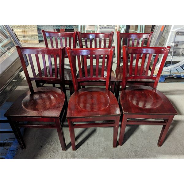 LOT OF 6 WOOD RESTAURANT CHAIRS