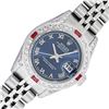 Image 1 : Rolex Quickset Blue Roman Dial Diamond And Ruby Datejust Wristwatch