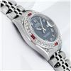 Image 8 : Rolex Quickset Blue Roman Dial Diamond And Ruby Datejust Wristwatch