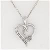 Image 2 : 10k White Gold Pave Set Single Cut Diamond Open Heart Flower Cluster Pendant Nec