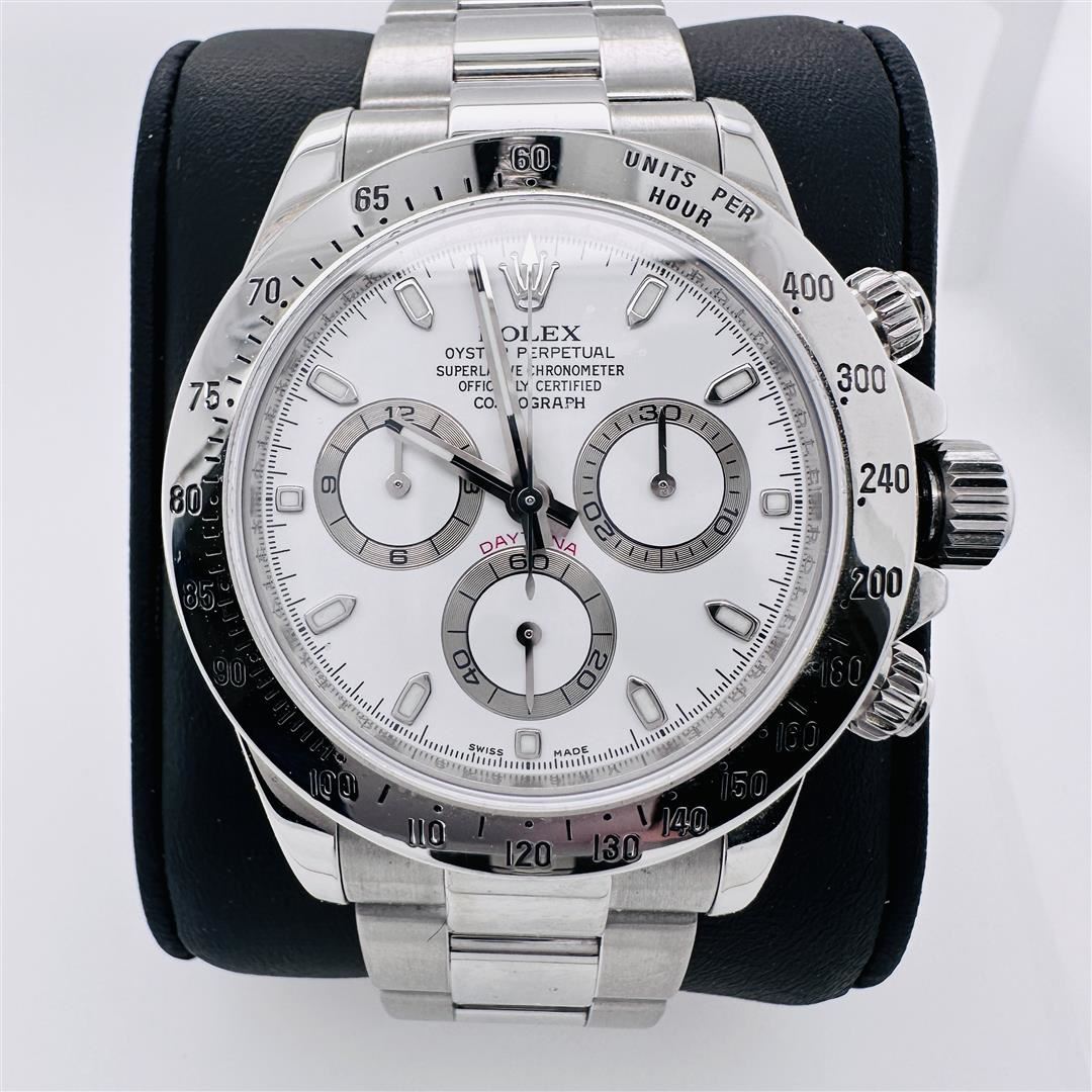Rolex Daytona Stainless Steel White Dial Wristwatch rolex-daytona-stainless-steel-white-dial-wristwatch