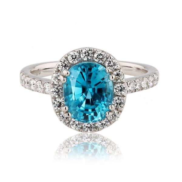 4.02 ctw Blue Zircon and 0.60 ctw Diamond Platinum Ring