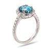 Image 3 : 4.02 ctw Blue Zircon and 0.60 ctw Diamond Platinum Ring