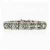 Image 1 : Antique Art Deco 14k White Gold 3.60 ctw Diamond & Emerald Filigree Line Bracele