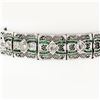 Image 5 : Antique Art Deco 14k White Gold 3.60 ctw Diamond & Emerald Filigree Line Bracele