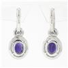 Image 5 : 18k White Gold 3.80 ctw FINE Oval Cut Purple Amethyst Diamond Drop Dangle Earrin