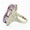 Image 6 : Antique Art Deco 14k White Gold Faceted Purple Stone Etched Filigree Dinner Ring