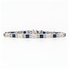 Image 1 : Antique Art Deco 18k Gold 1.10 ctw European Diamond & Syn. Sapphire Line Bracele