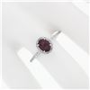 Image 3 : NEW Petite 14k White Gold 1.40 ctw Oval Red Ruby & Diamond Halo Engagement Ring