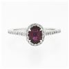 Image 4 : NEW Petite 14k White Gold 1.40 ctw Oval Red Ruby & Diamond Halo Engagement Ring