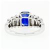 Image 8 : 18k Gold 5.91 ctw AGL Emerald Burma NO HEAT Sapphire & Step Baguette Diamond Rin