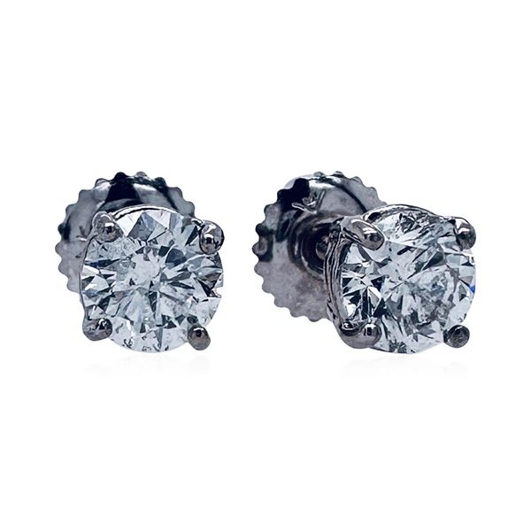 1.05 ctw Diamond Stud Earrings - 14KT White Gold