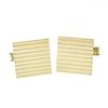 Image 5 : Men's Solid 14k Yellow Gold Grooved Pattern Square Cuff Link & 3 Button Stud Set