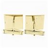 Image 7 : Men's Solid 14k Yellow Gold Grooved Pattern Square Cuff Link & 3 Button Stud Set