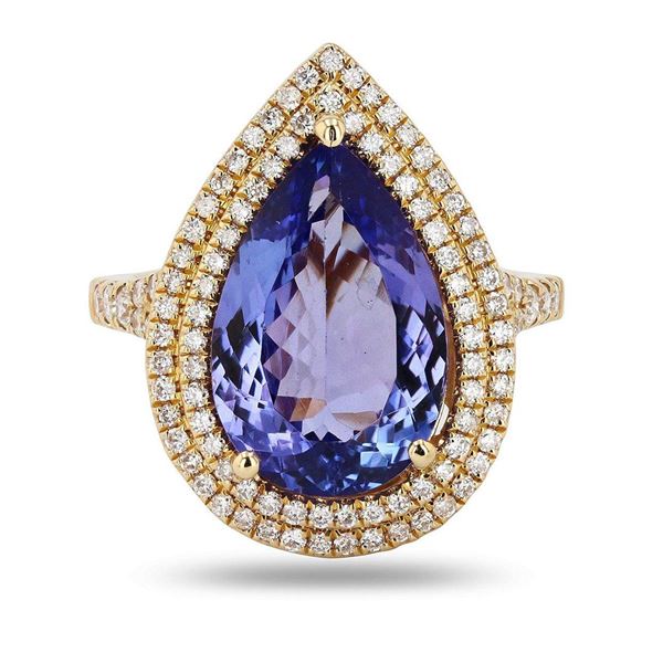 6.19 ctw Tanzanite and 0.73 ctw Diamond 14K Yellow Gold Ring