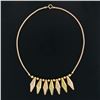 Image 6 : Retro Vintage 14k Rose & Green Gold Snake Link Faceted Marquise Fringe Necklace