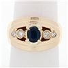 Image 1 : 18k Yellow Gold 0.87 ctw Oval Sapphire & Round Diamond Polished Wide Band Ring