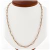 Image 1 : NEW 14k Rose Gold 30" Long Polished Oval Paperclip Cable Link Chain Necklace