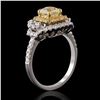 Image 2 : 0.89 ctw SI2 CLARITY Fancy Yellow CENTER Diamond 18K White Gold Ring (1.73 ctw D