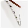 Image 2 : 14k White Gold Bezel Set Oval Colored Gemstone Dual Twisted Cable Necklace 16.5"