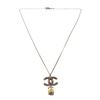 Image 2 : Chanel Silver CC Logo Pearl Drop Necklace