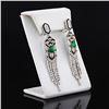 Image 2 : 1.89 ctw Emerald and 3.33 ctw Diamond 18K White Gold Earrings