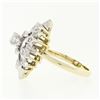 Image 6 : Vintage 14k White Yellow Gold .62 ctw Round Diamond Spray Cluster Cocktail Ring