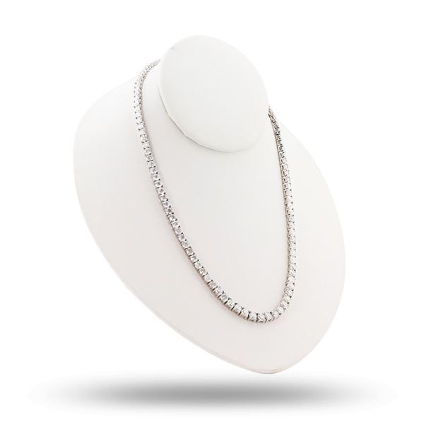 28.92 ctw Diamond 14K White Gold Tennis Necklace