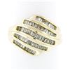 Image 1 : 14k Yellow Gold 1.15 ctw 5 Channel Baguette Diamond Wide Tiered Swirl Band Ring
