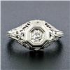 Image 2 : Antique Art Deco 18k White Gold .21 ctw Diamond Solitaire Filigree Engagement Ri