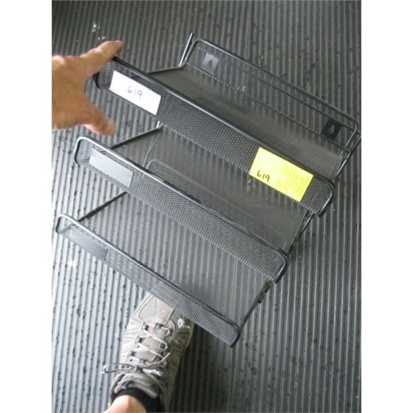 FILE FOLDER HOLDER 3 TRAY BLACK METAL