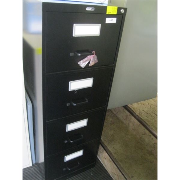 STAPLES 4 DRAWER BLACK FILE CABINET