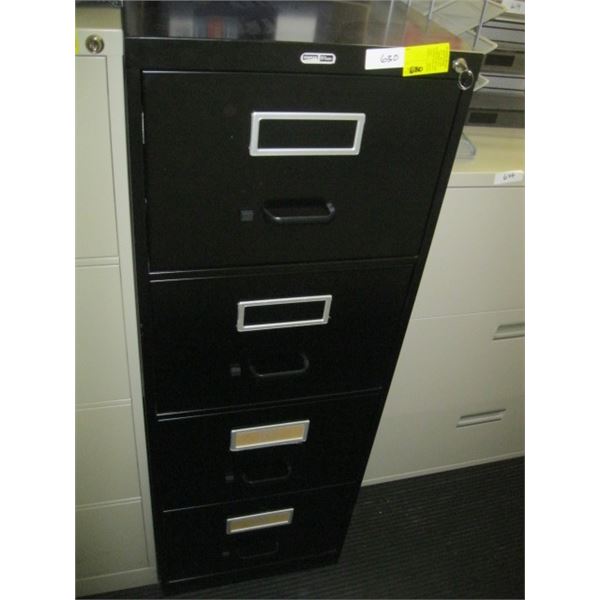 STAPLES 4 DRAWER VERTICLE BLACK FILE CABINET