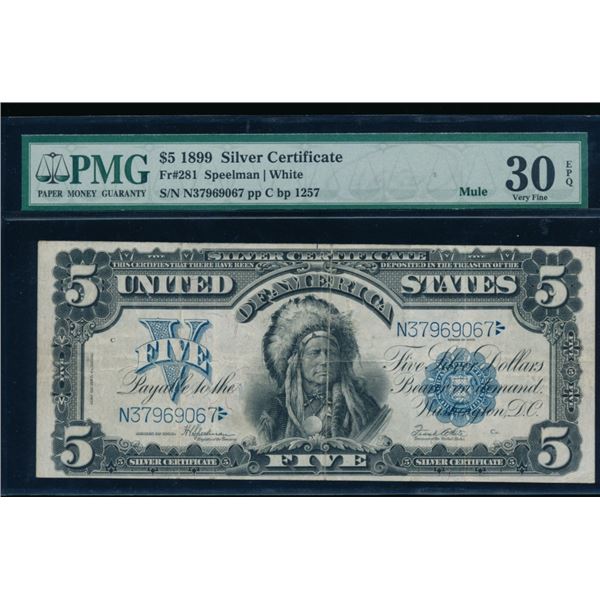 1899 $5 Chief Silver Certificate PMG 30EPQ